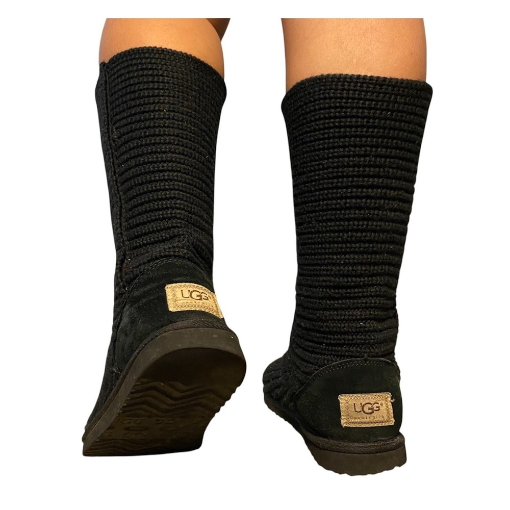 UGG Australia Classic Cardy Women Tall Black Knee High Knit Boot SN 5814‎ Size 7